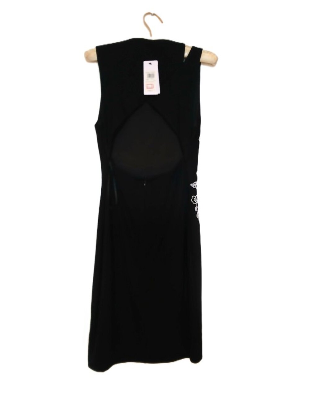 "Guess" Black Classic Dress With Cut-Out Back and Floral Embroidery Size SM - Picture 3 of 7